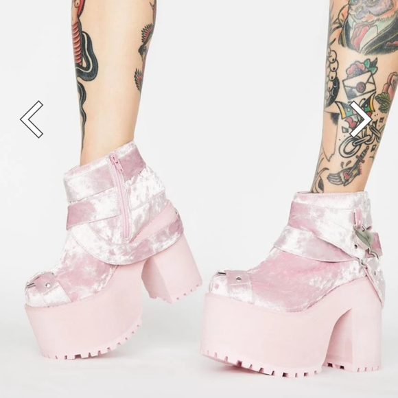 SOLD - New YRU Pink Cherish Velvet Platforms Size US 7 - Picture 7 of 8